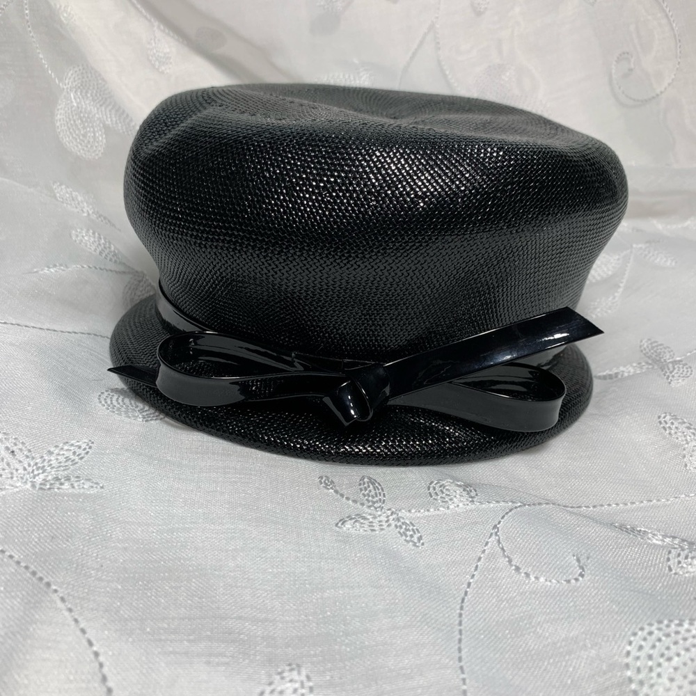 Vintage Linda Anne Black Straw Hat - Picture 3 of 8